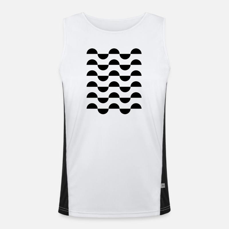 geometric wavy circles pattern design - Men's Functional Contrast Tank Top  - white/black