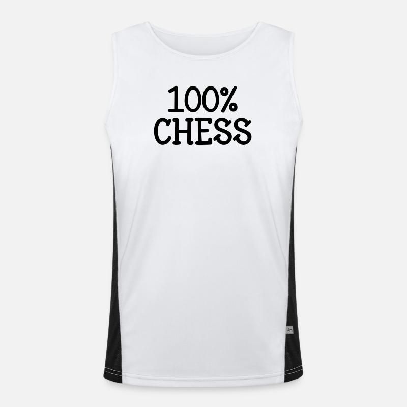 100% Chess: Knight Strategy Pattern and Black Bishop Men's Functional Contrast Tank Top 