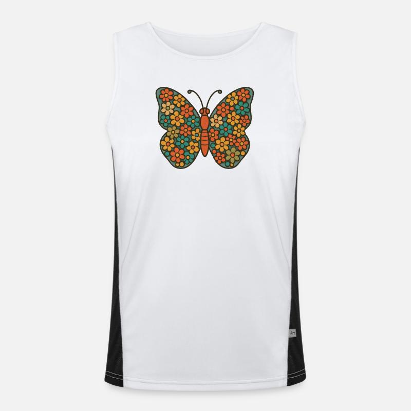 Papillon aux ailes de fleurs Débardeur respirant contrasté Homme 
