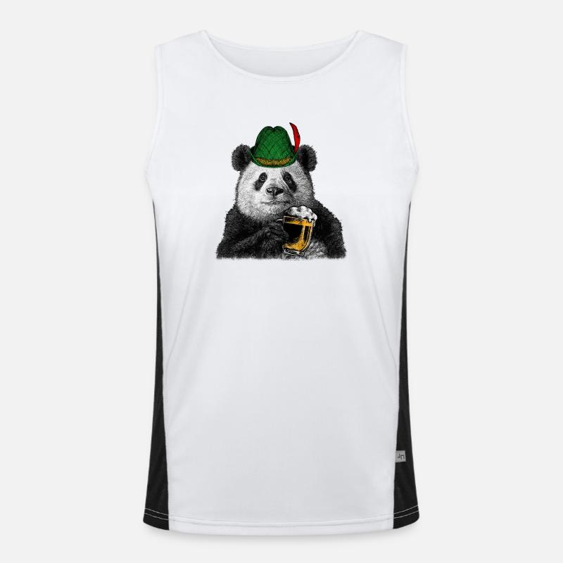 Bavarian Beer Fest Panda Bear Alpine Hat Graphic Funktionelles Kontrast-Tank Top für Männer 