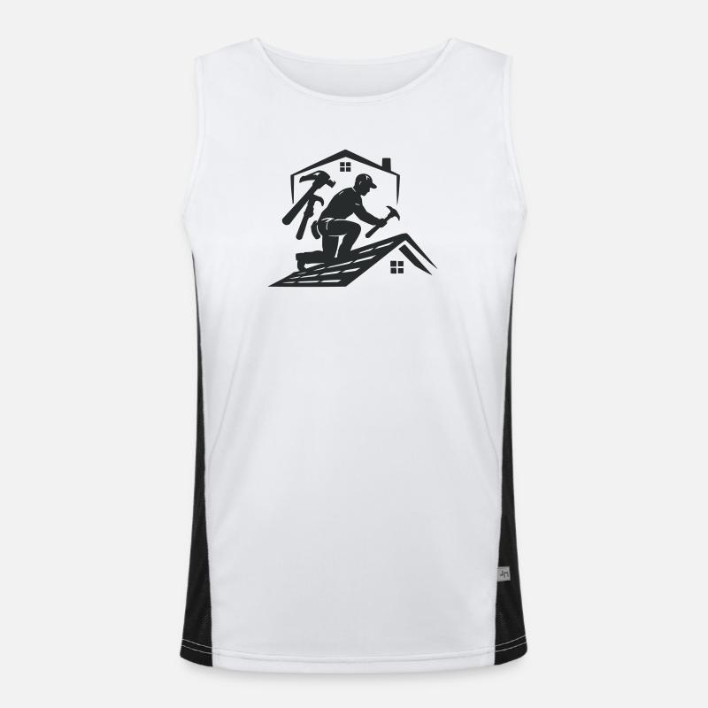 Dachhandwerker Silhouette Dachdecker Funktionelles Kontrast-Tank Top für Männer 