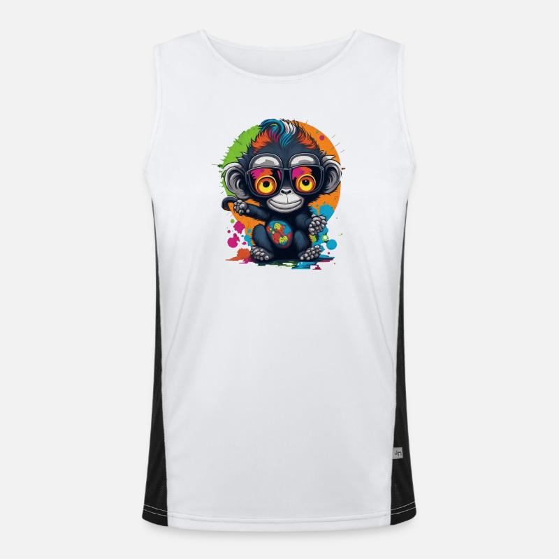 Neon Spectacled Monkey Splash - Monkey - Monkey Men's Functional Contrast Tank Top 