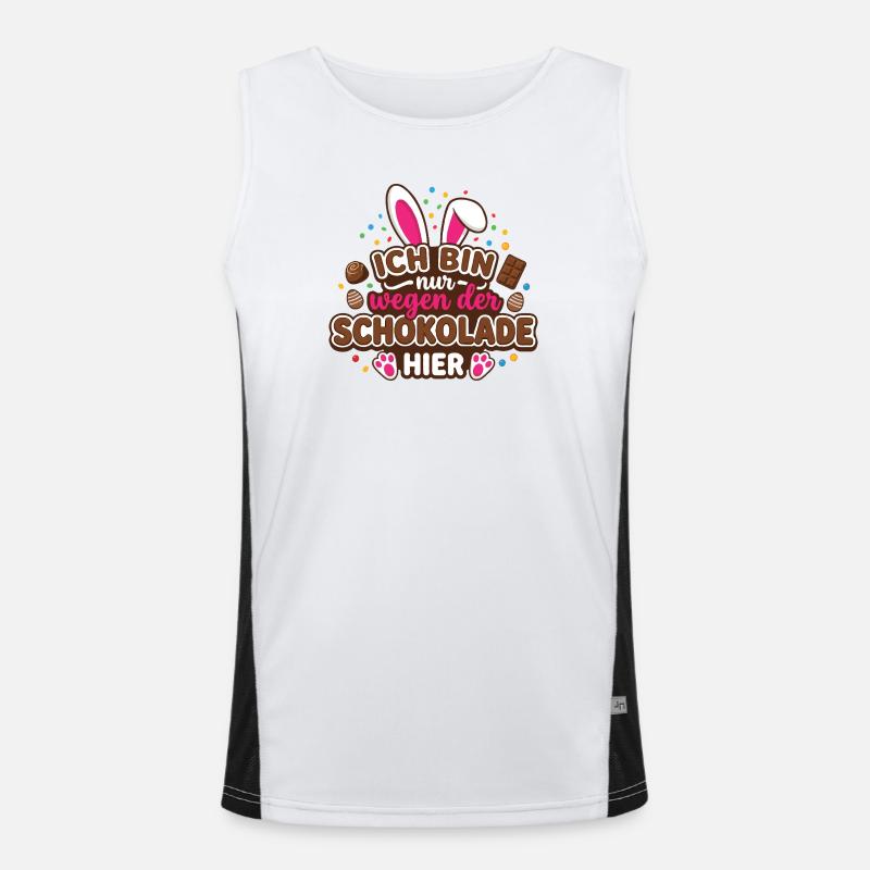 Ich bin nur wegen der Schokolade hier – Ostern Funktionelles Kontrast-Tank Top für Männer 