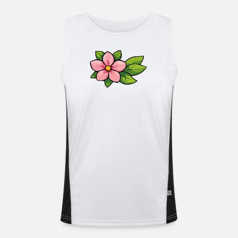 Fleur rose aux feuilles vertes Débardeur respirant contrasté Homme 