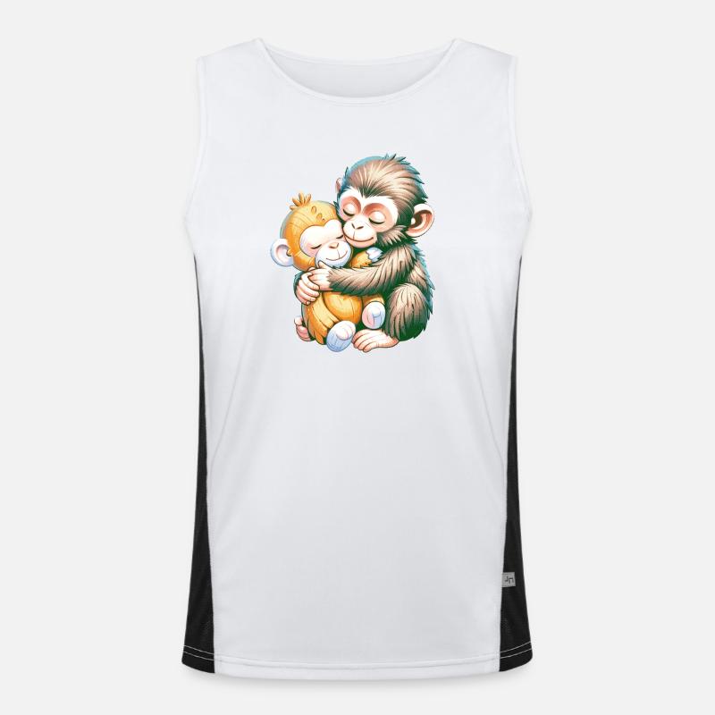 Hugging Monkeys Embrace Men's Functional Contrast Tank Top 