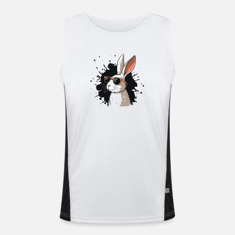 Cool Bunny Glasses on Black Funktionelles Kontrast-Tank Top für Männer 