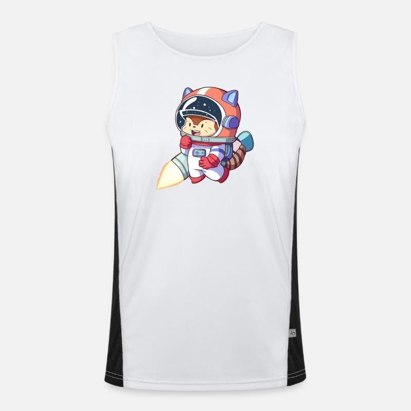 Cat astronaut in space suit Men's Functional Contrast Tank Top 