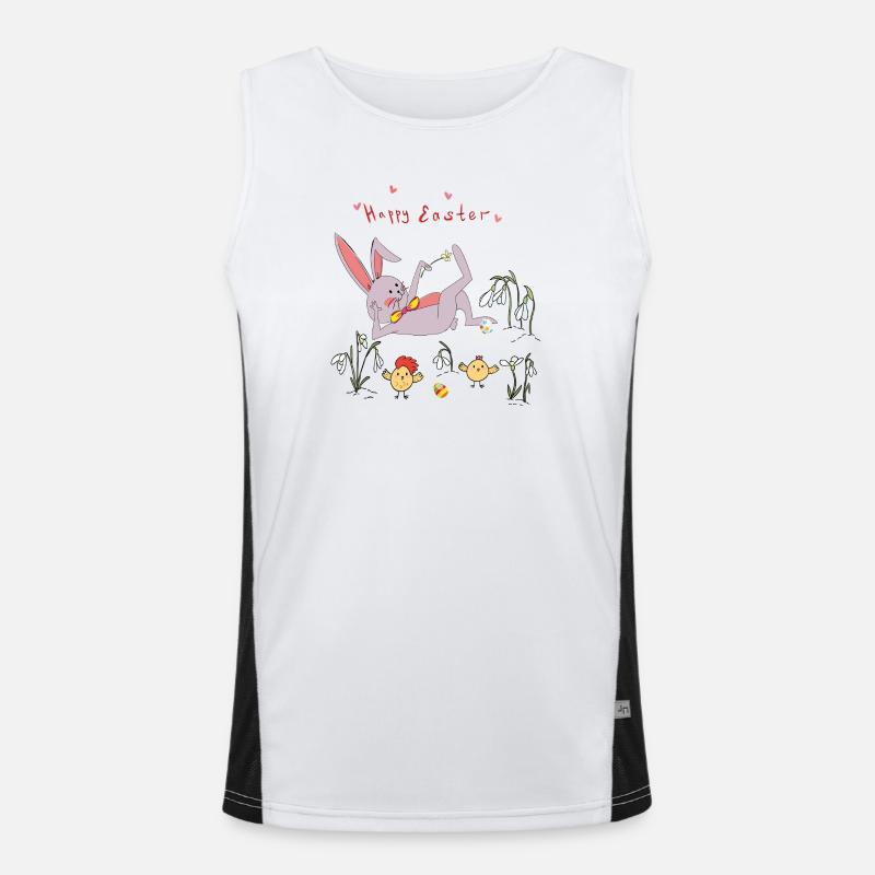 Easter bunny with chicks - Men's Functional Contrast Tank Top  - white/black
