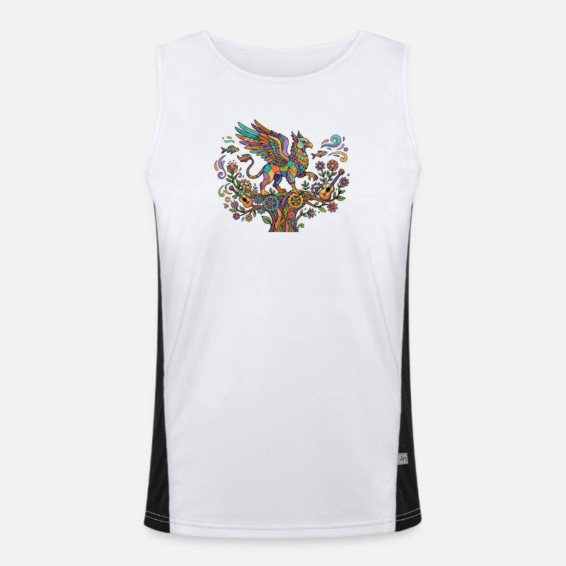 Phoenix Nature Music Tuning Guitar Pattern Motif Men's Functional Contrast Tank Top 