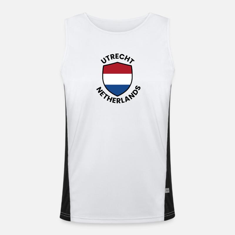 Bouclier d’Utrecht Drapeau des Pays-Bas Débardeur respirant contrasté Homme 