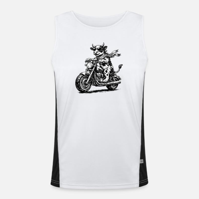 Kuh Biker auf Motorrad Funktionelles Kontrast-Tank Top für Männer 