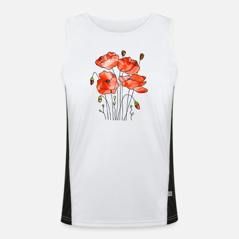 Blomster - Funktionel kontrast tanktop til herrer  - hvid/sort