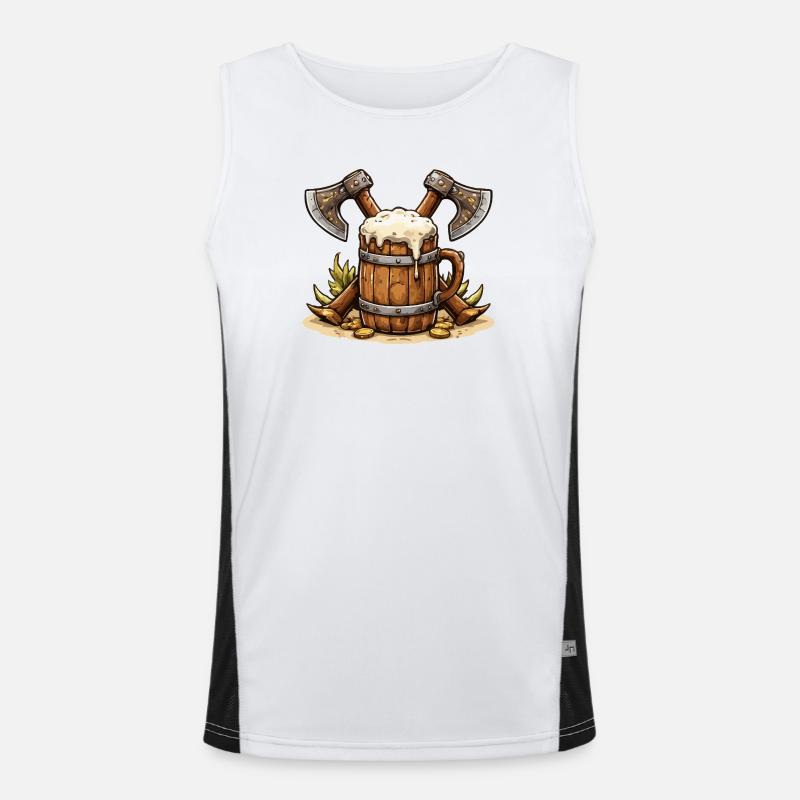 Bierfass mit Äxten Wikinger Funktionelles Kontrast-Tank Top für Männer 