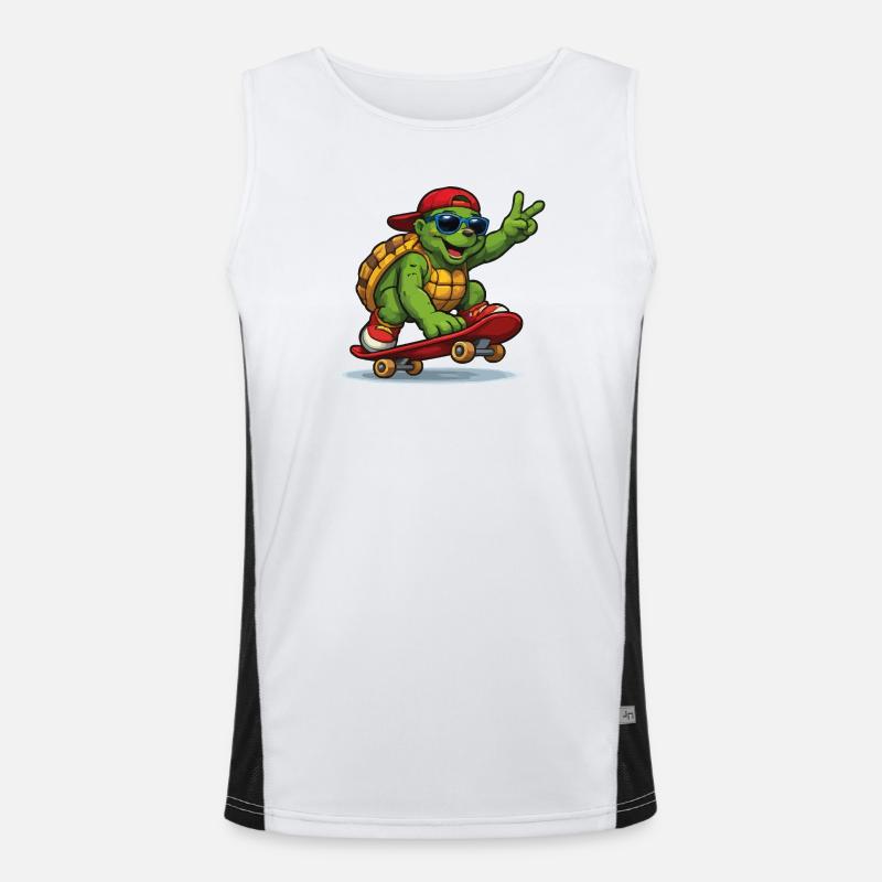 Tortue sur skateboard avec style Débardeur respirant contrasté Homme 