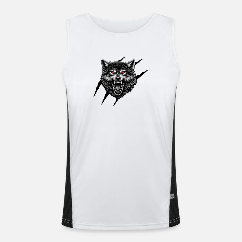 Blutrote Wolfsgesicht Funktionelles Kontrast-Tank Top für Männer 