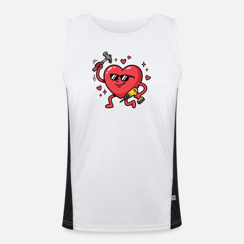 Funny Valentine's Day greeting for men: carpenters, Men's Functional Contrast Tank Top 