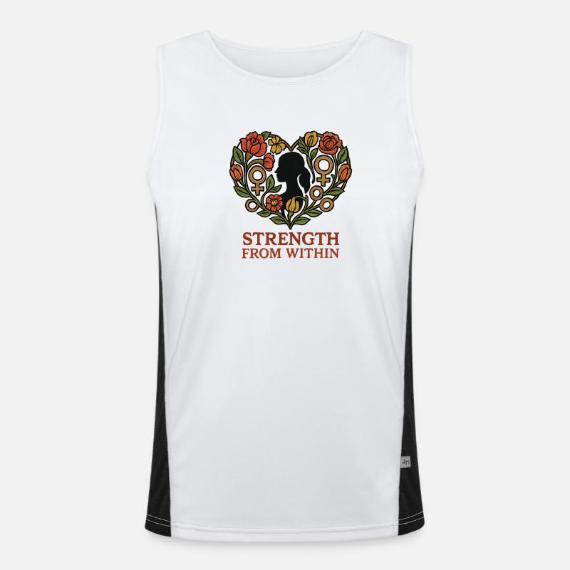 Strength From Inside Blossom Heart - Men's Functional Contrast Tank Top  - white/black