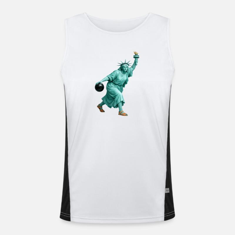 Freiheitsstatue Bowling Funktionelles Kontrast-Tank Top für Männer 
