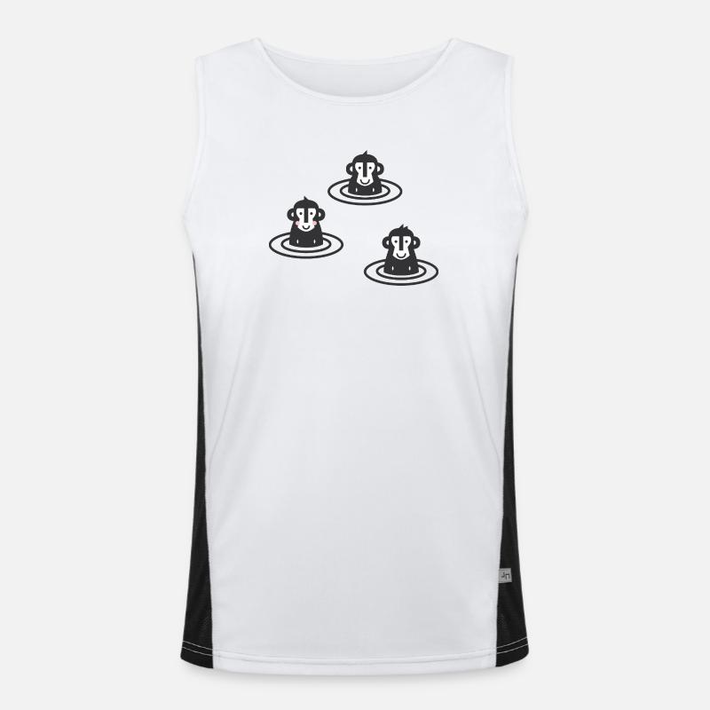 Three Japanese snow monkeys l macaques in onsen l black Men's Functional Contrast Tank Top 