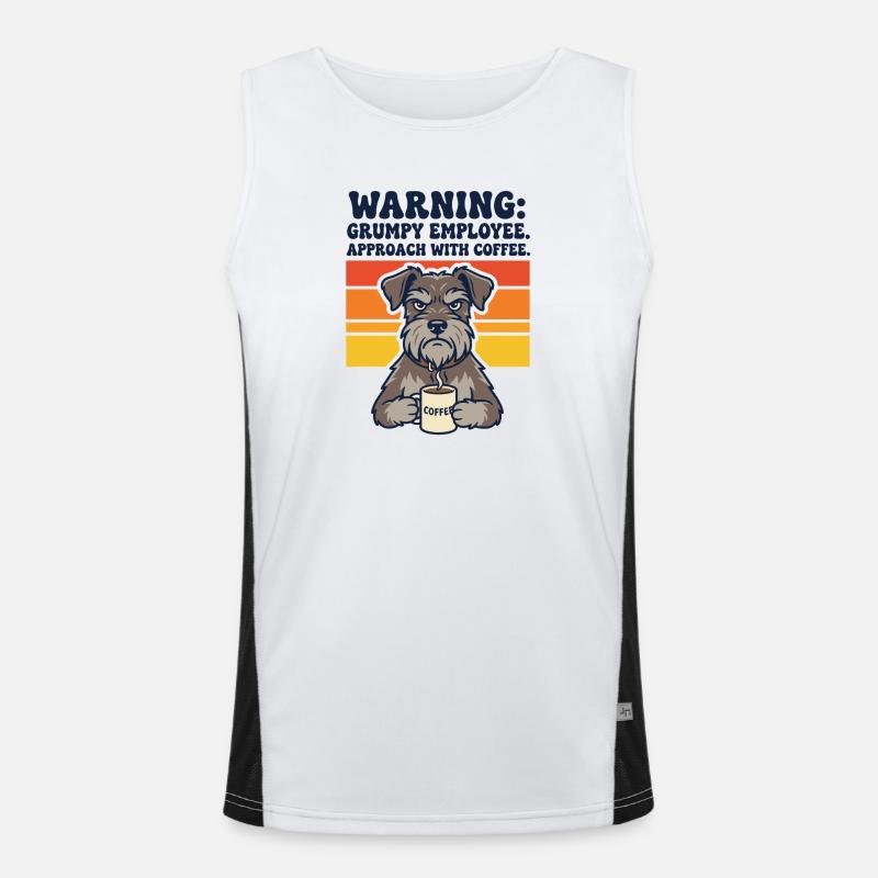 Warning Grumpy Employee Approach With Coffee Débardeur respirant contrasté Homme 