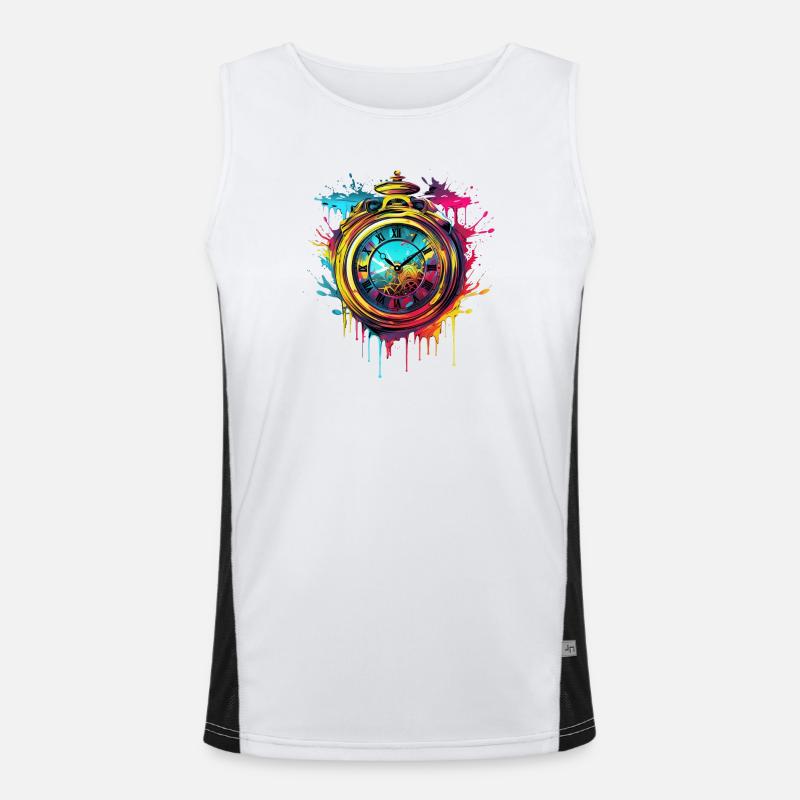 Clock - Time - Timeless Men's Functional Contrast Tank Top 