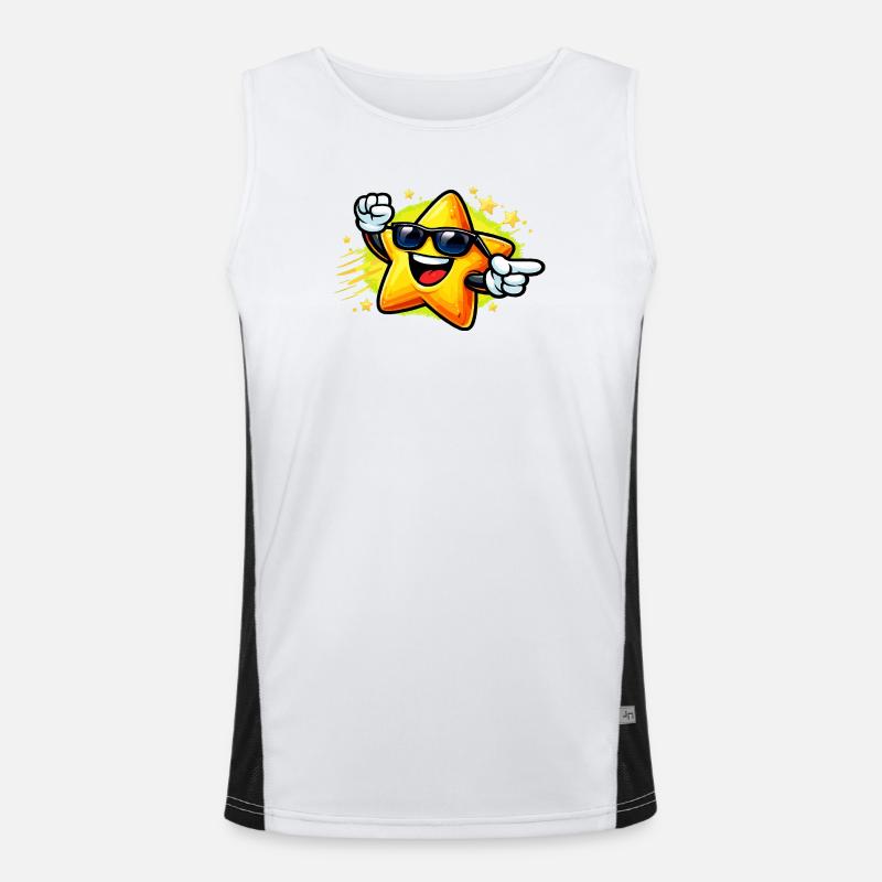 Sunny Star with Sunglasses Men's Functional Contrast Tank Top 