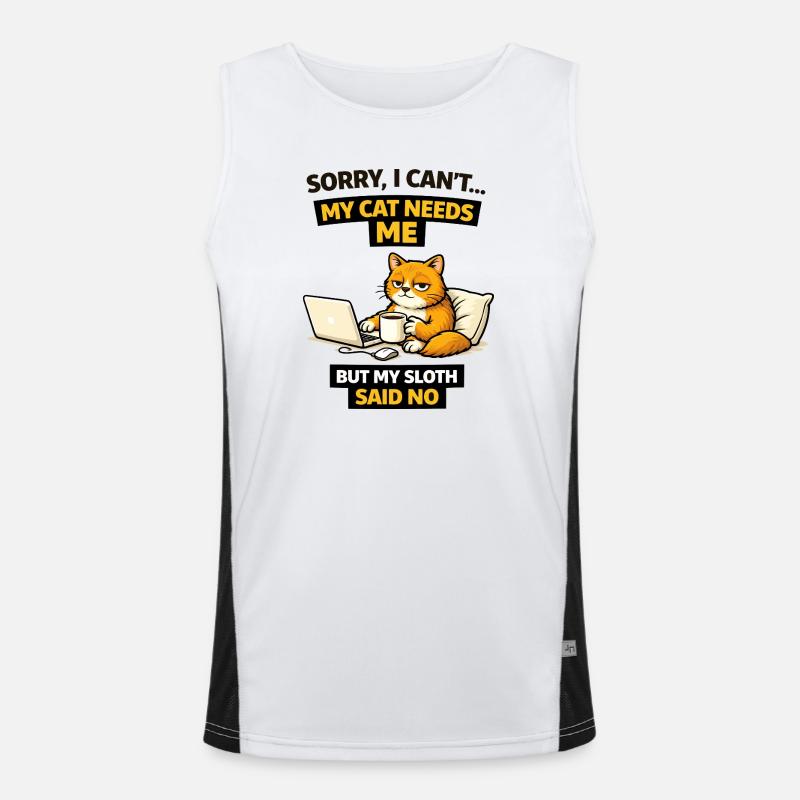 Cat Me Time vs Sloth Refusal Men's Functional Contrast Tank Top 