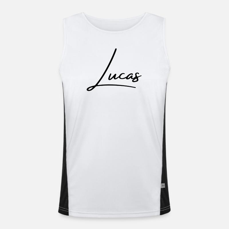 Lucas Name Design - Personalized Typography Men's Functional Contrast Tank Top 