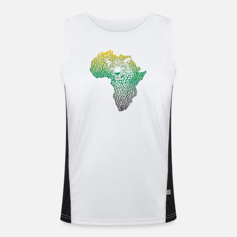 Afrique _continent_silhouette _leopard_head_and_ Débardeur respirant contrasté Homme 