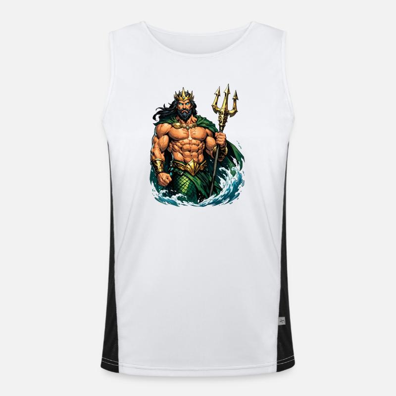 Poseidon King with Trident Men's Functional Contrast Tank Top 