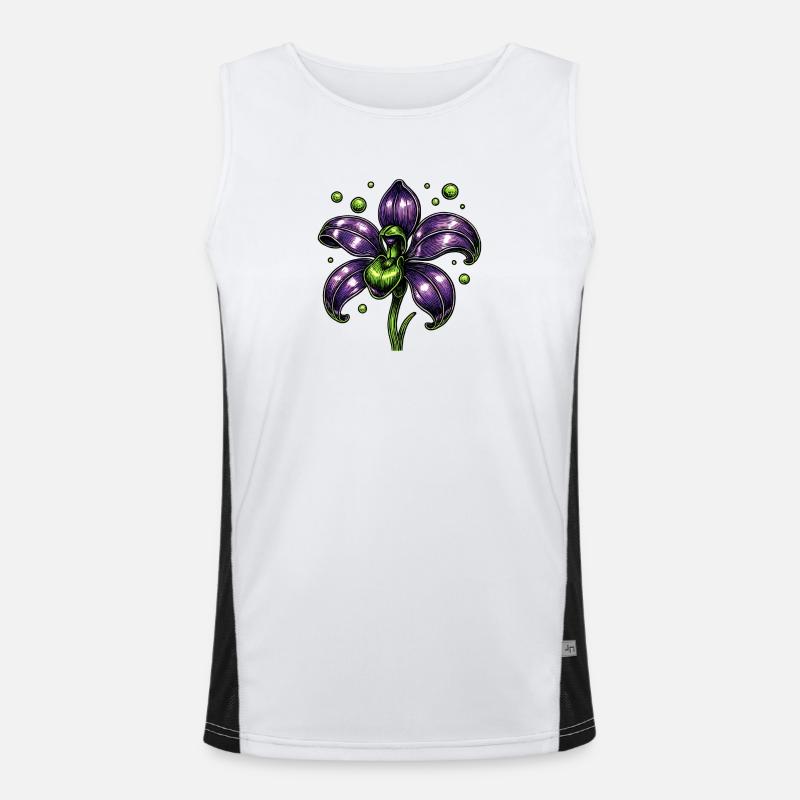 Lila Orchidee Blume Botanik Funktionelles Kontrast-Tank Top für Männer 