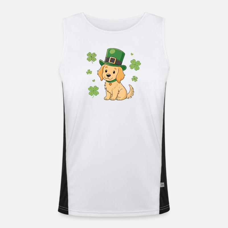 Chien Labrador Mignon St Patrick Chapeau Vert Débardeur respirant contrasté Homme 