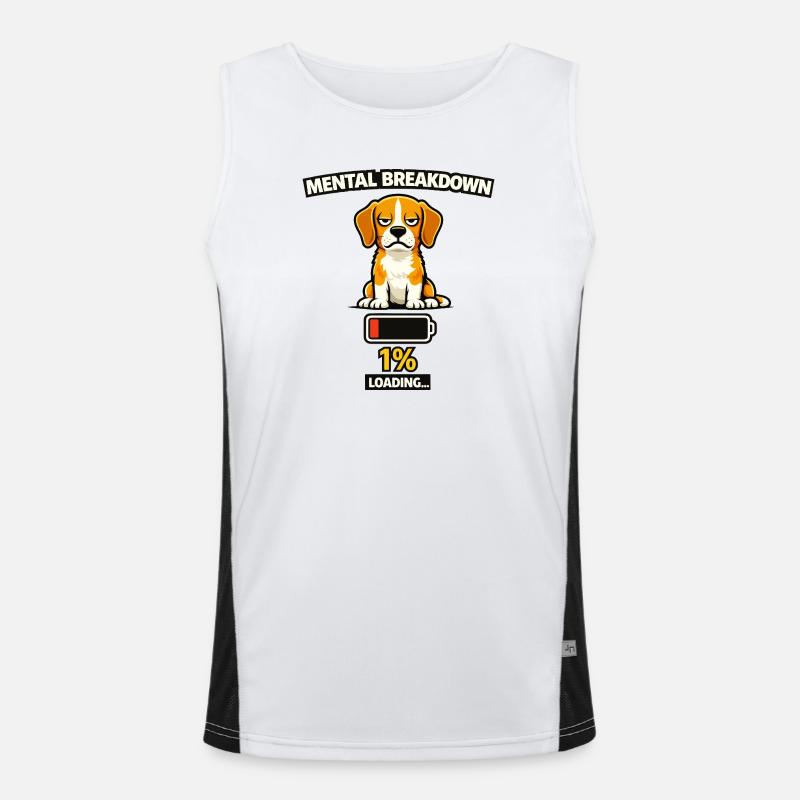 Mental Breakdown Beagle Loading - Men's Functional Contrast Tank Top  - white/black