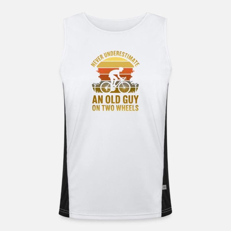 Retro Sunset Cyclist Funktionelles Kontrast-Tank Top für Männer 