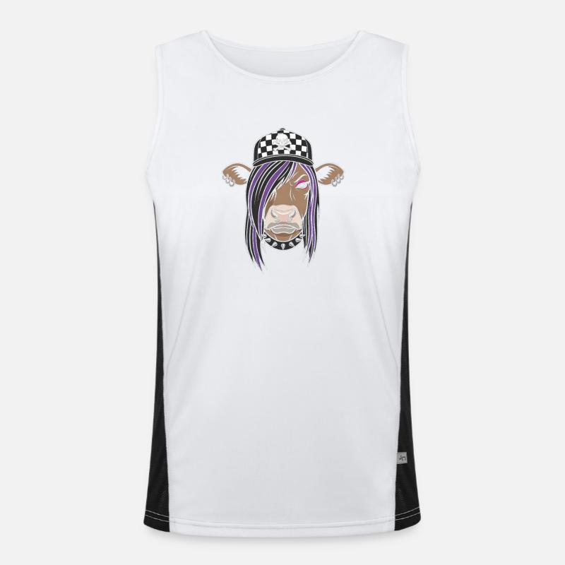 Punk Kuh mit Checker Cap Funktionelles Kontrast-Tank Top für Männer 