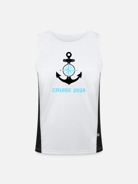 Anchor Compass Cruise 2026 Logo - Men's Functional Contrast Tank Top  - white/black