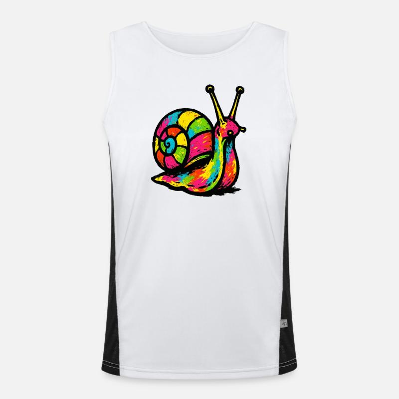 Rainbow Snail: Pop Art Gastropod Men's Functional Contrast Tank Top 