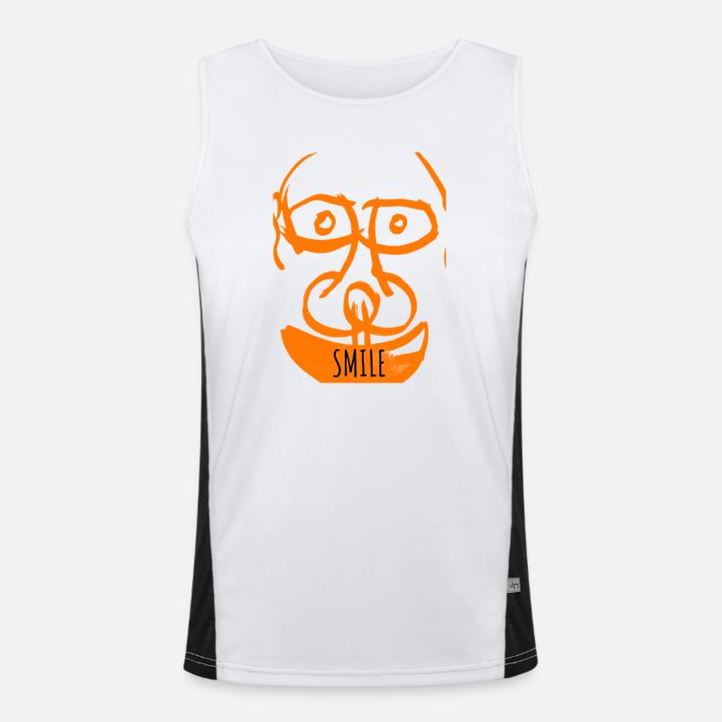 Orange Laughing Face Pattern - Men's Functional Contrast Tank Top - white/black