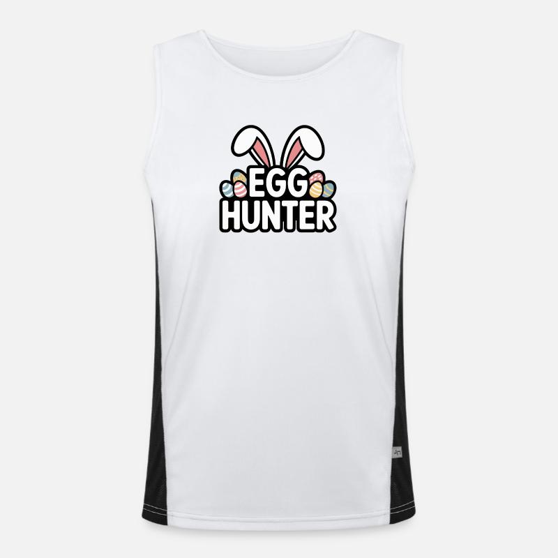 Egg Hunter Bunny – Easter Design - Men's Functional Contrast Tank Top  - white/black