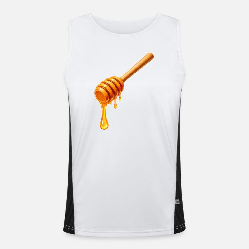 Honiglöffel mit tropfendem Honig Illustration  Funktionelles Kontrast-Tank Top für Männer 