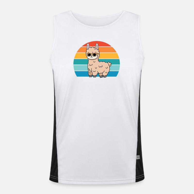 Alpaca with sunglasses for llama lovers Men's Functional Contrast Tank Top 