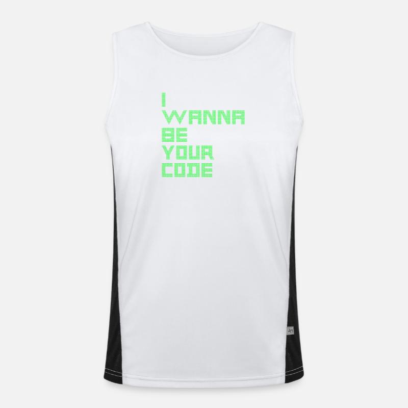I WANT TO BE YOUR CODE - Binary Geek Humor Men's Functional Contrast Tank Top 