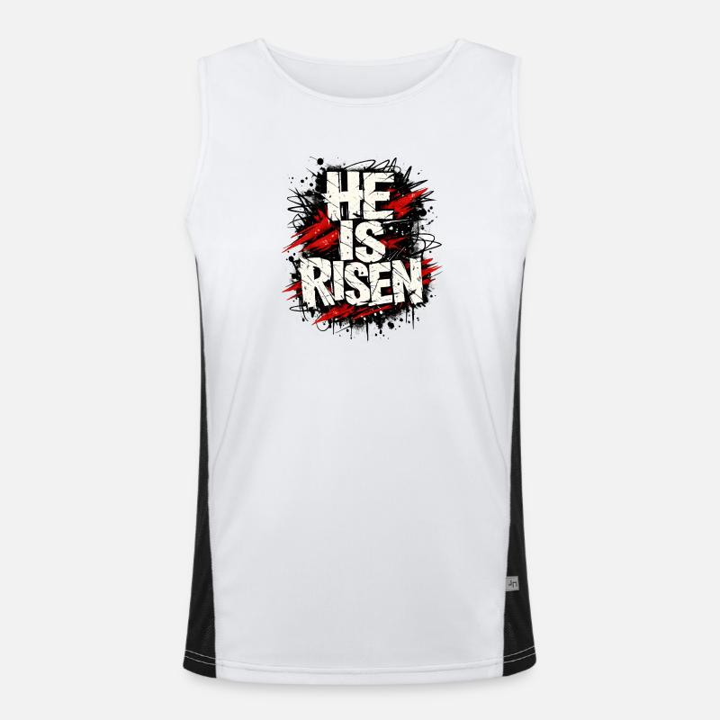He is Risen Jesus Easter - Men's Functional Contrast Tank Top  - white/black