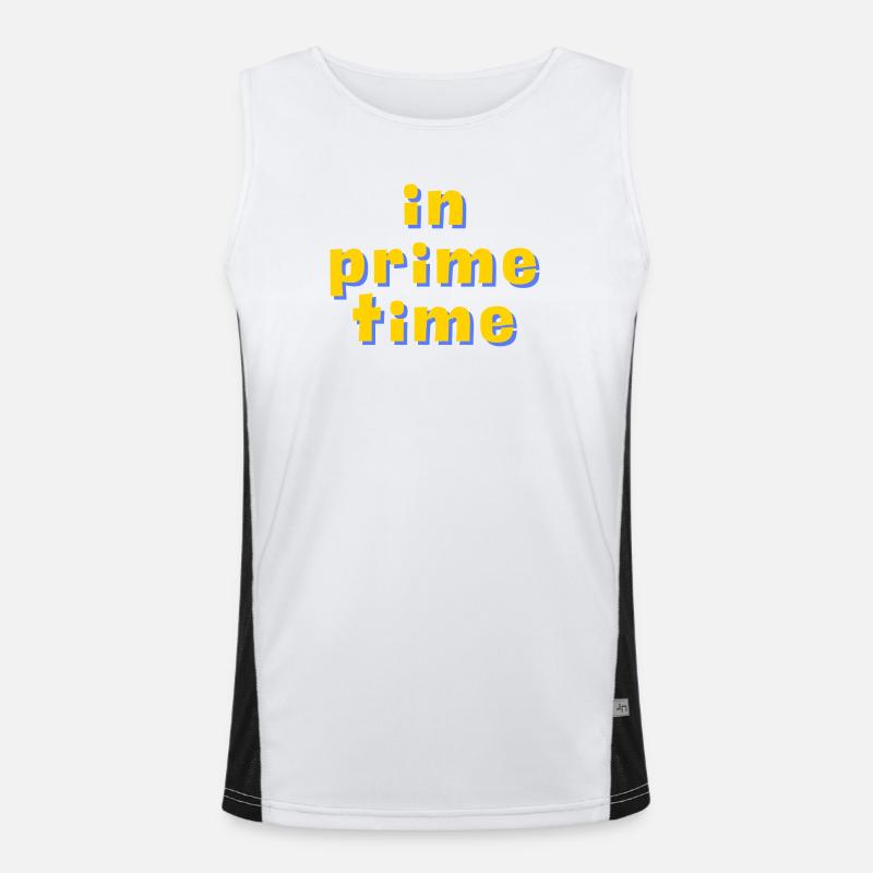 In Prime Time Retro 3D Typography Men's Functional Contrast Tank Top 