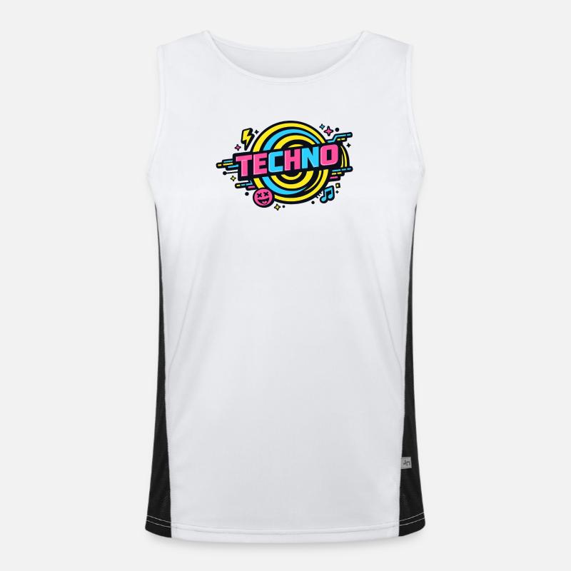 Techno Neon Retro Circle - Men's Functional Contrast Tank Top  - white/black