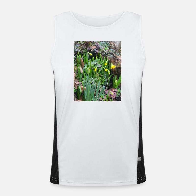 EC Flowers I Daffodil I Gift I Spring - Men's Functional Contrast Tank Top  - white/black