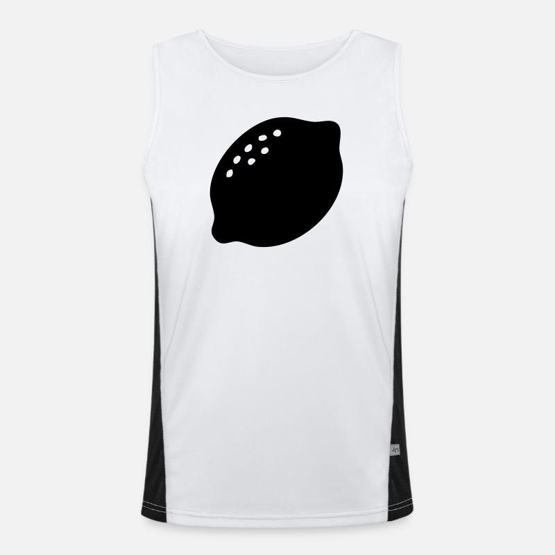 Lemon Silhouette – Fresh Citrus Design - Men's Functional Contrast Tank Top  - white/black