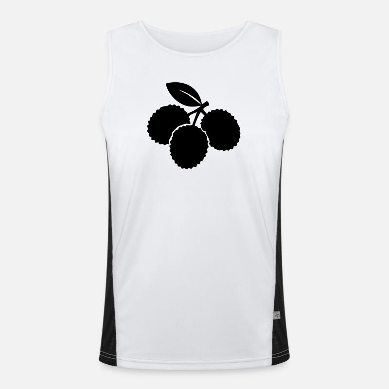 Litschi-Silhouette – Exotisches Obstdesign Funktionelles Kontrast-Tank Top für Männer 