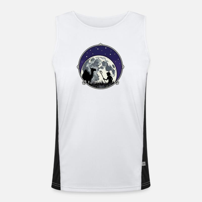 Moonlit Night Shepherd and Camel Men's Functional Contrast Tank Top 