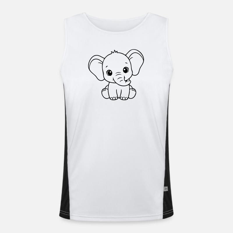 Bébé éléphant mignon – Noir et Blanc Débardeur respirant contrasté Homme 